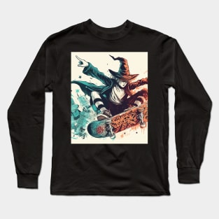 Crazy Skate wizard street art Long Sleeve T-Shirt